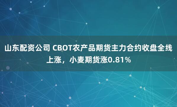 山东配资公司 CBOT农产品期货主力合约收盘全线上涨，小麦期货涨0.81%