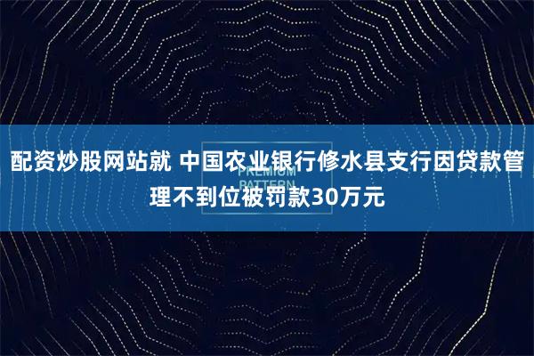 配资炒股网站就 中国农业银行修水县支行因贷款管理不到位被罚款30万元
